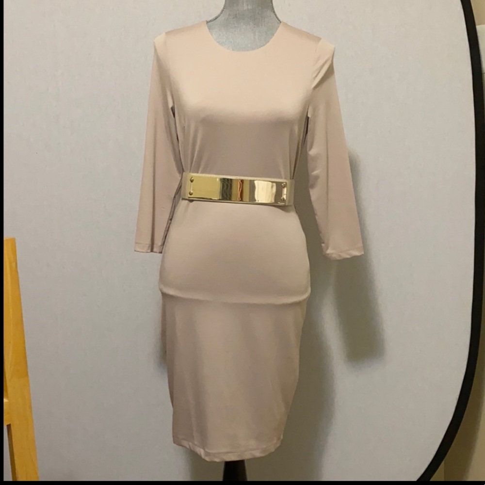 Gold belted Venus Dress